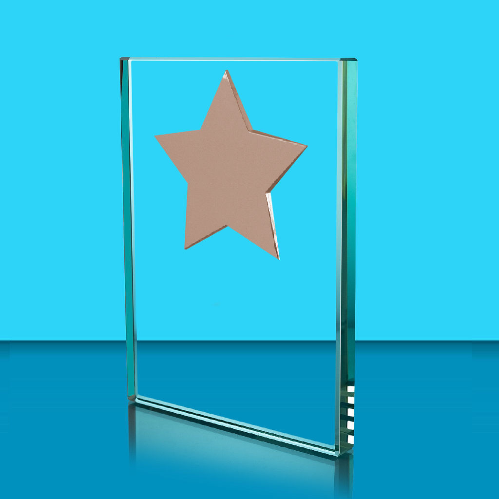 Clear Crystal Rectangle Award with Star