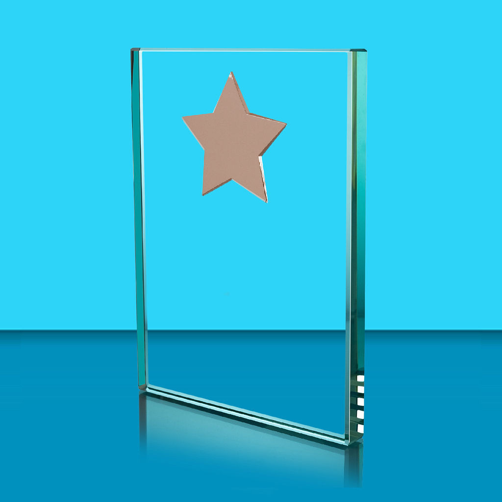 Clear Crystal Rectangle Award with Star