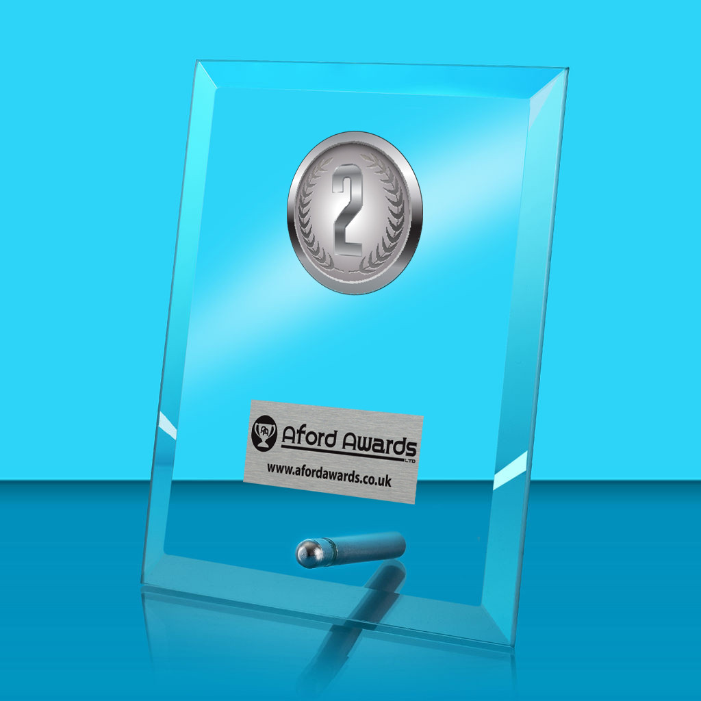 1st, 2nd & 3rd Place Glass Rectangle Award with Metal Pin