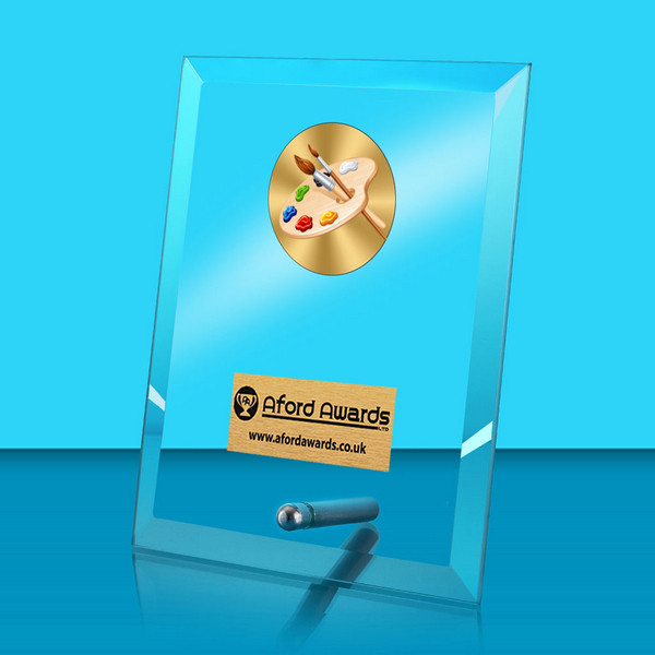 Art Glass Rectangle Award with Metal Pin