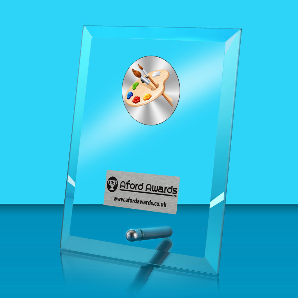 Art Glass Rectangle Award with Metal Pin