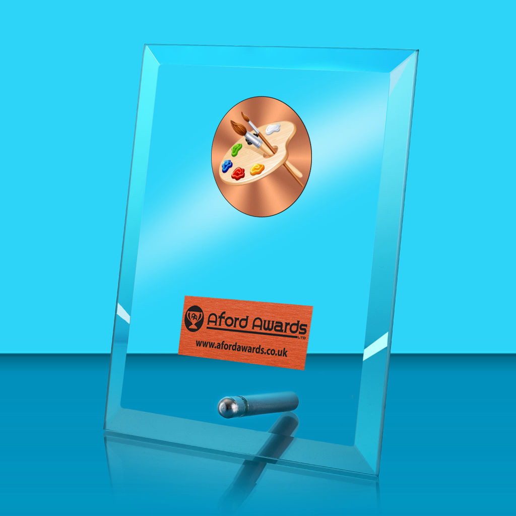 Art Glass Rectangle Award with Metal Pin