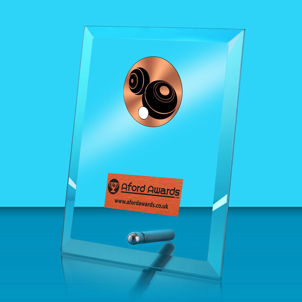 Bowls Glass Rectangle Award with Metal Pin