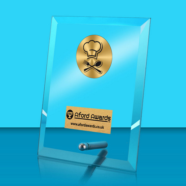 Cooking Glass Rectangle Award with Metal Pin