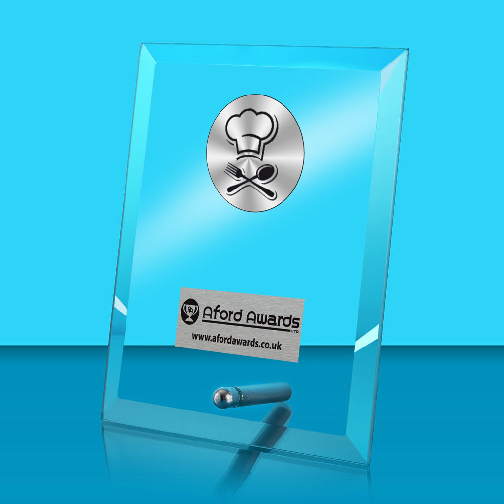 Cooking Glass Rectangle Award with Metal Pin