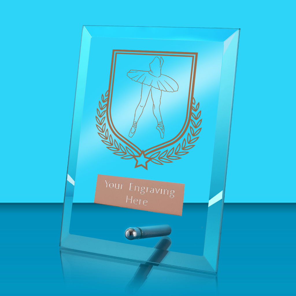 UV Colour Printed Ballet Glass Rectangle Award with Metal Pin