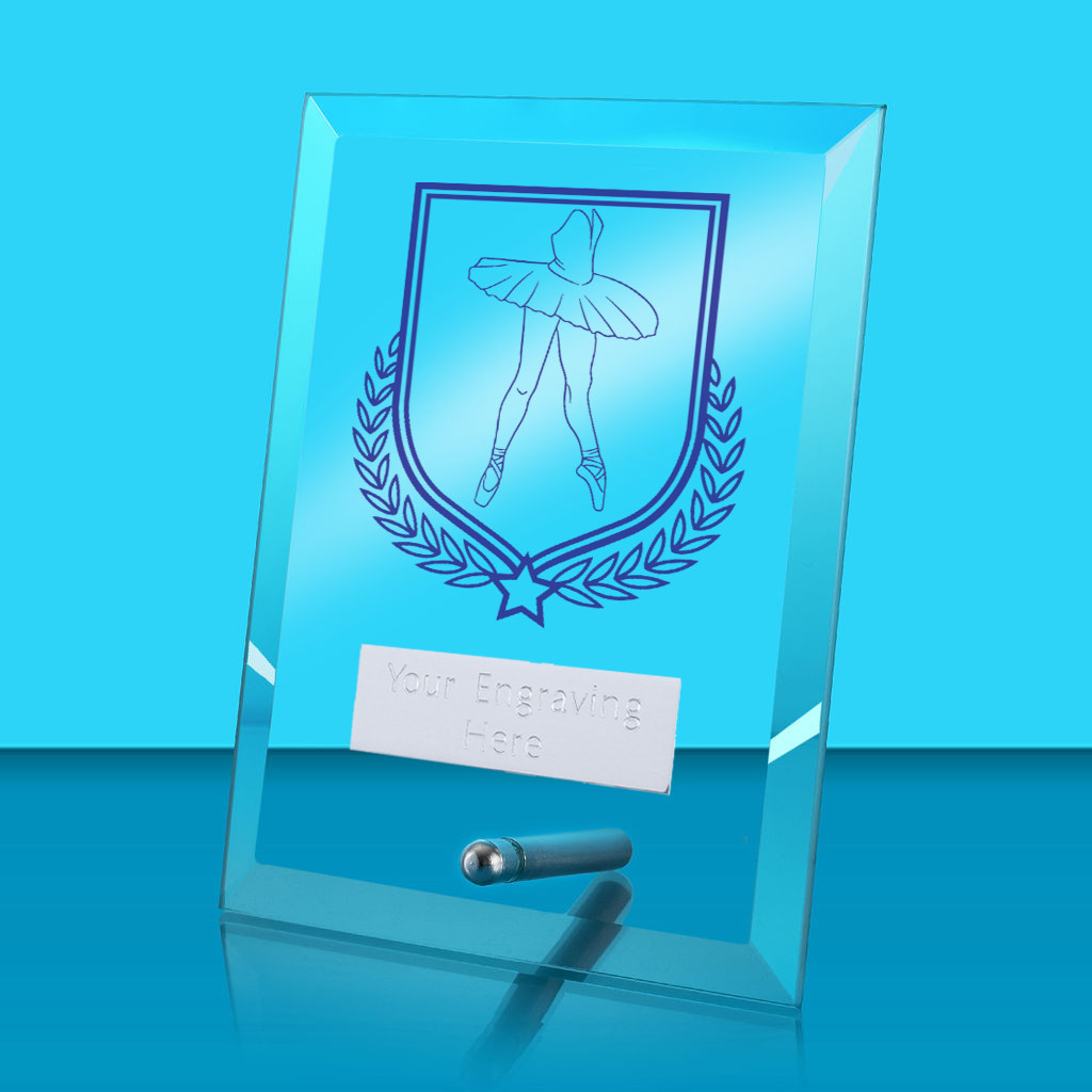 UV Colour Printed Ballet Glass Rectangle Award with Metal Pin