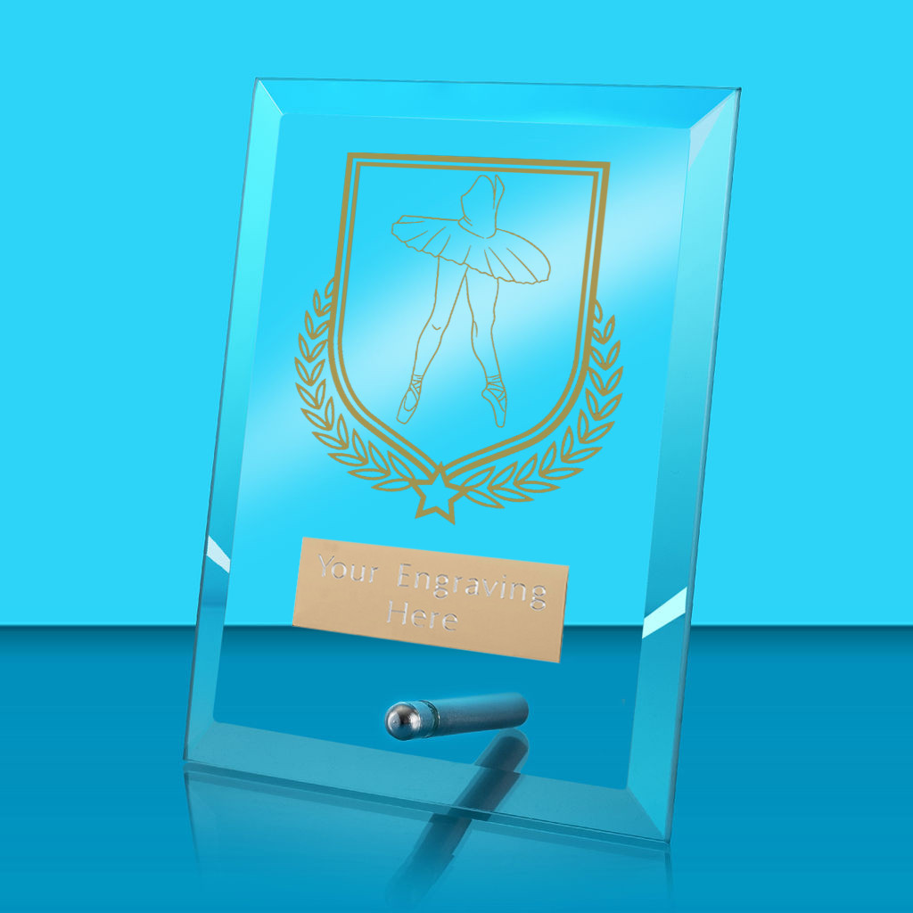 UV Colour Printed Ballet Glass Rectangle Award with Metal Pin