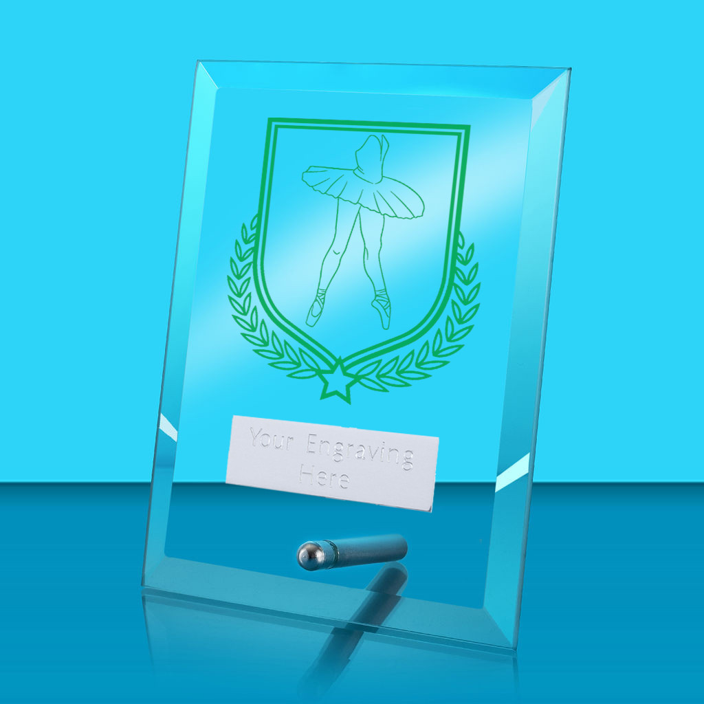 UV Colour Printed Ballet Glass Rectangle Award with Metal Pin