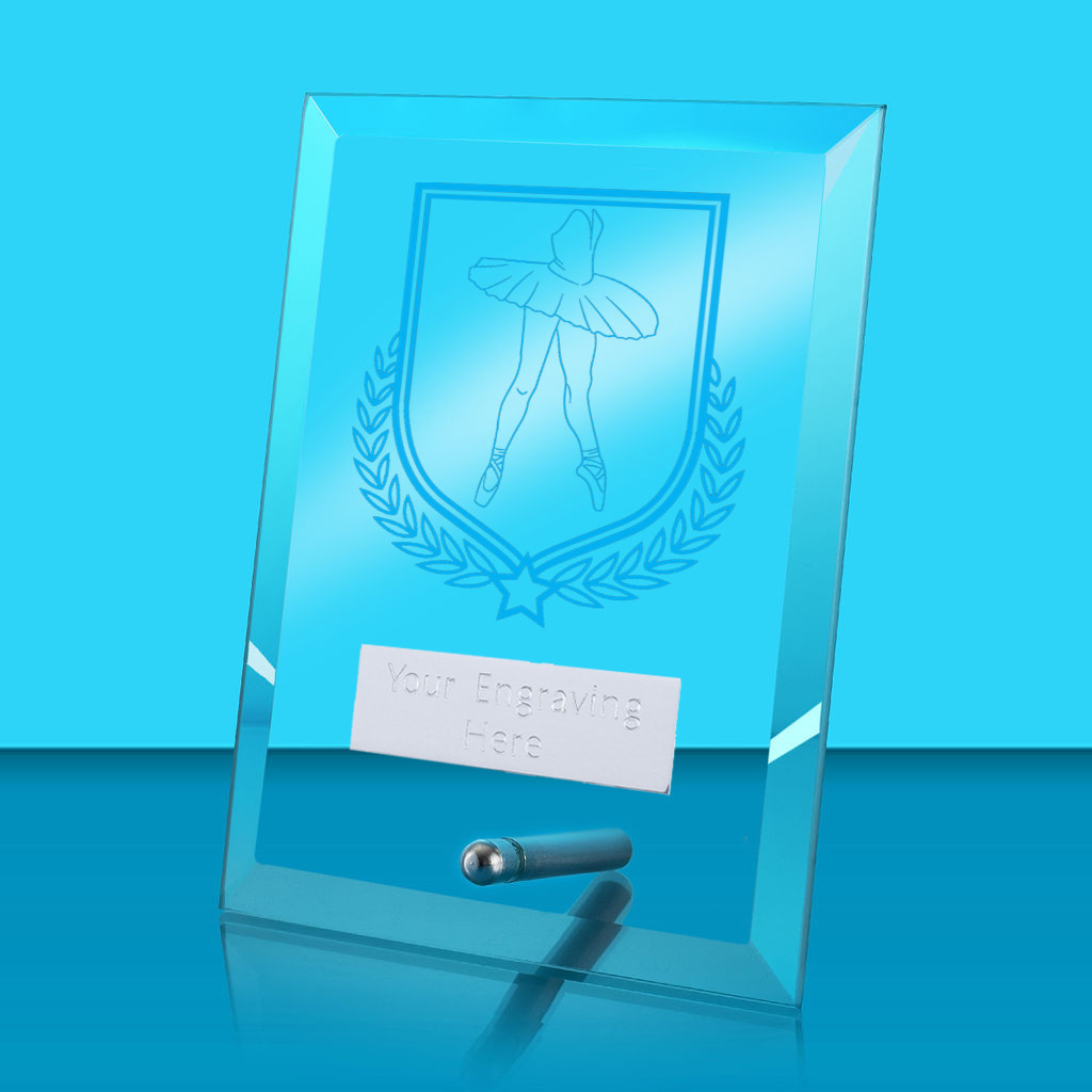 UV Colour Printed Ballet Glass Rectangle Award with Metal Pin