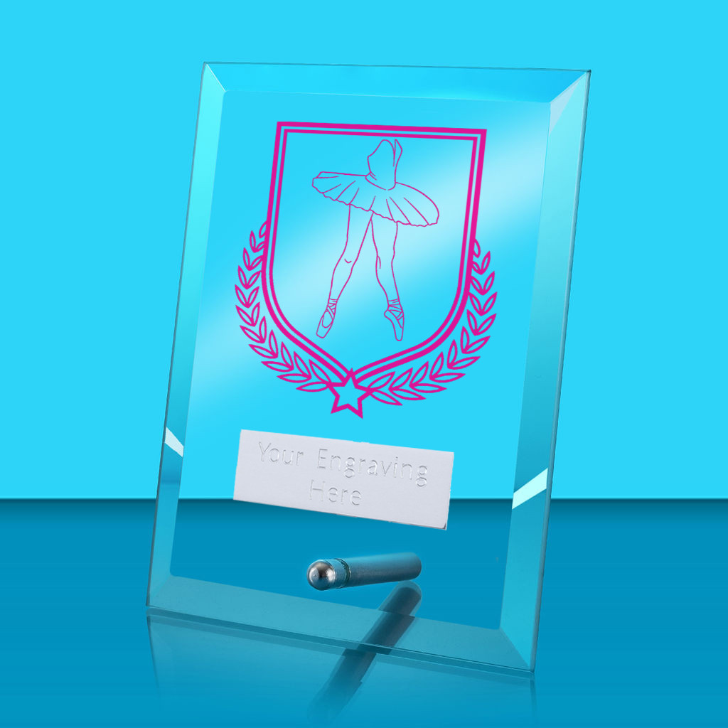UV Colour Printed Ballet Glass Rectangle Award with Metal Pin