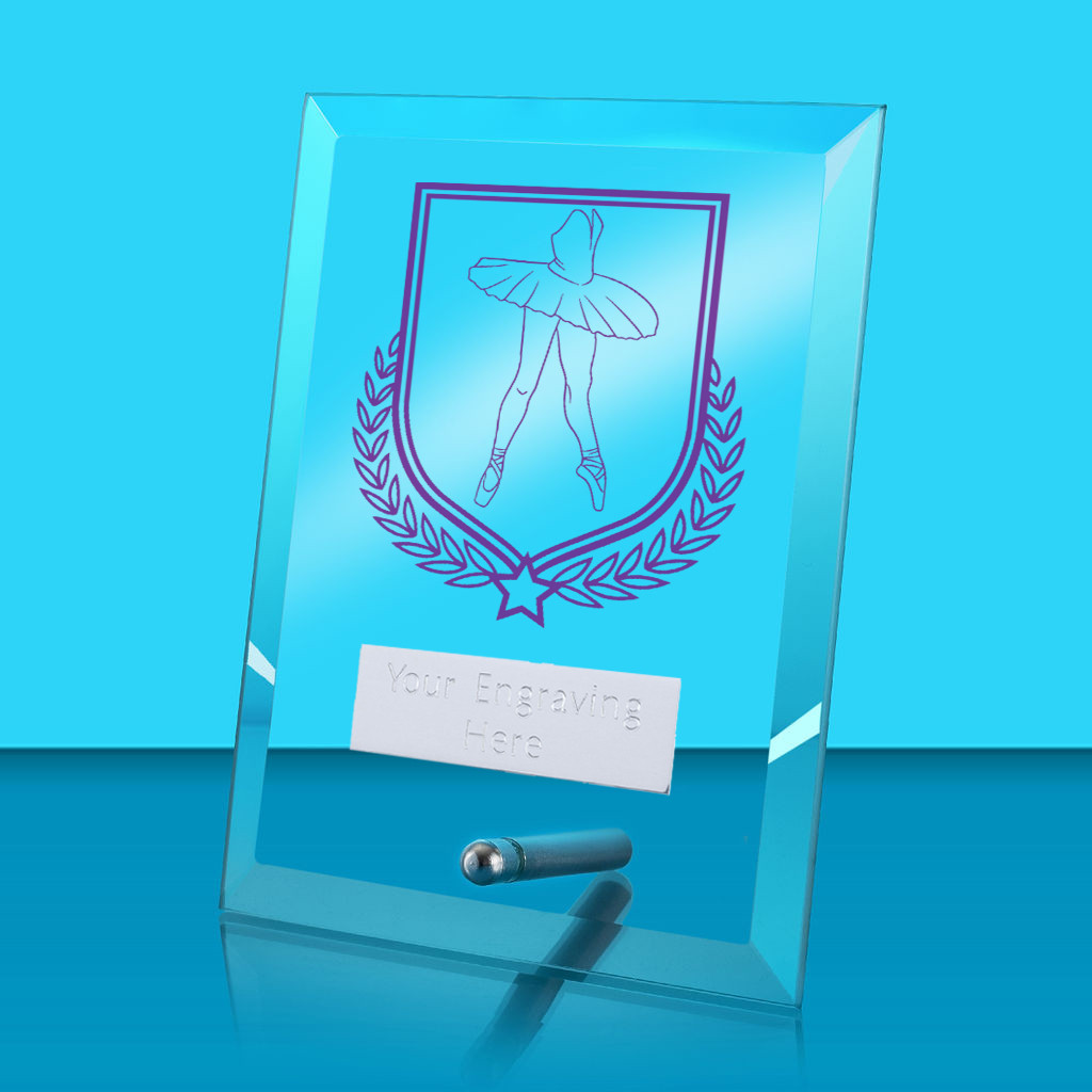 UV Colour Printed Ballet Glass Rectangle Award with Metal Pin