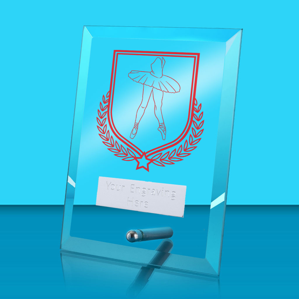 UV Colour Printed Ballet Glass Rectangle Award with Metal Pin
