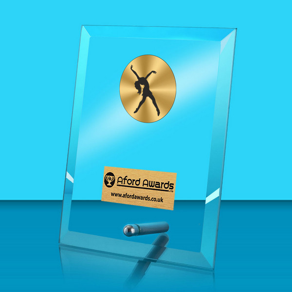 Dance Glass Rectangle Award with Metal Pin