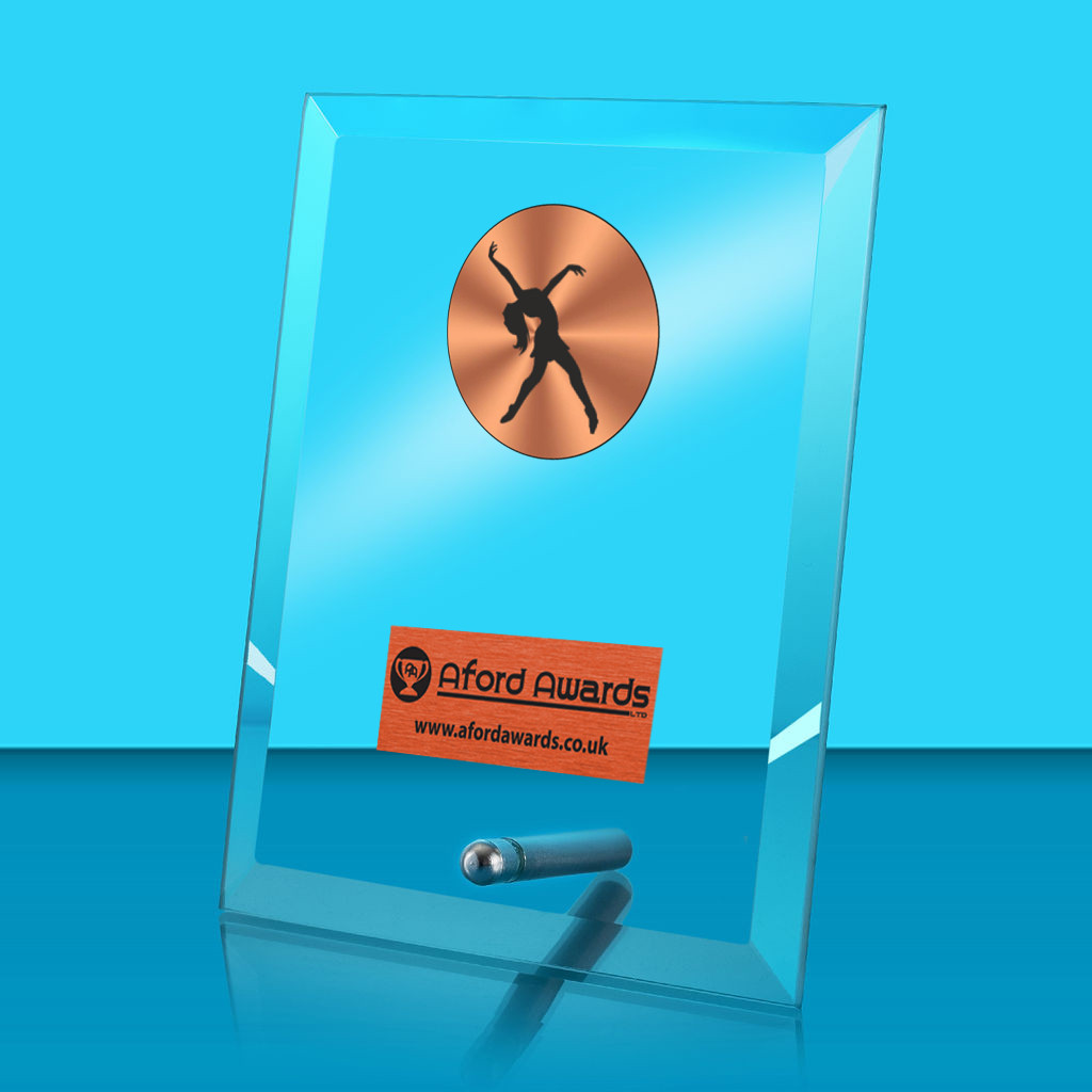 Dance Glass Rectangle Award with Metal Pin