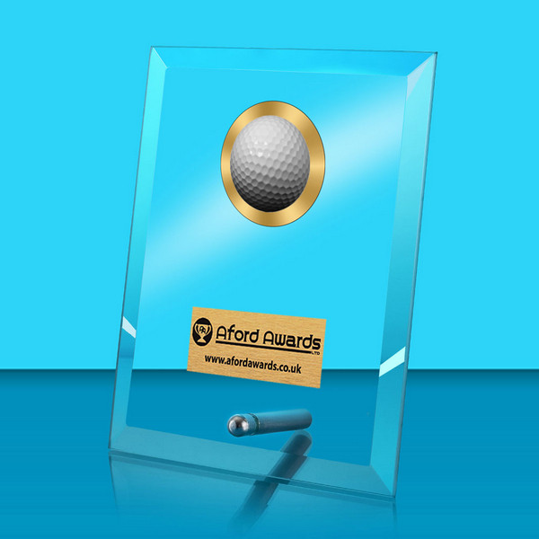 Golf Glass Rectangle Award with Metal Pin
