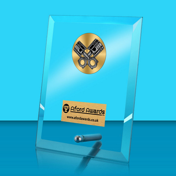 Motorsport Glass Rectangle Award with Metal Pin