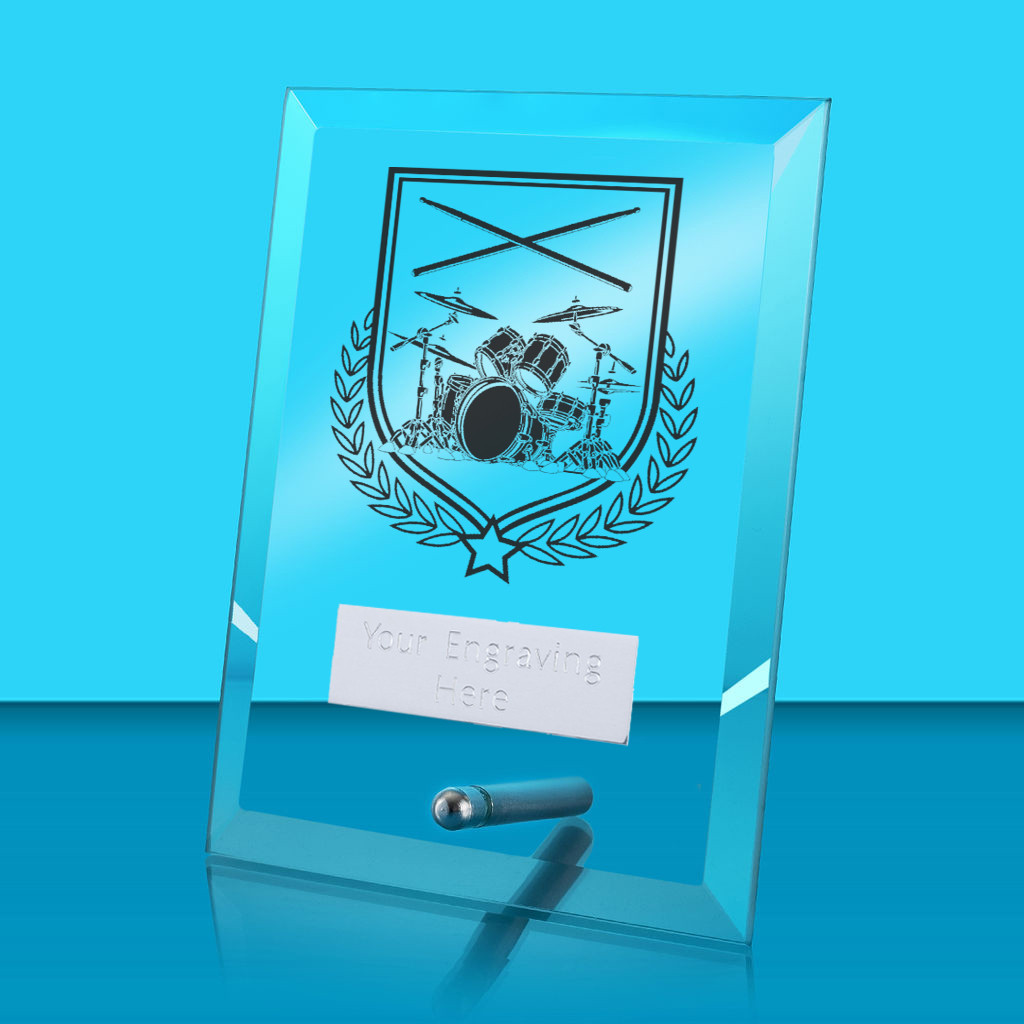 UV Colour Printed Music Glass Rectangle Award with Metal Pin