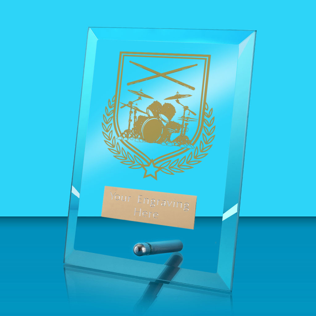 UV Colour Printed Music Glass Rectangle Award with Metal Pin