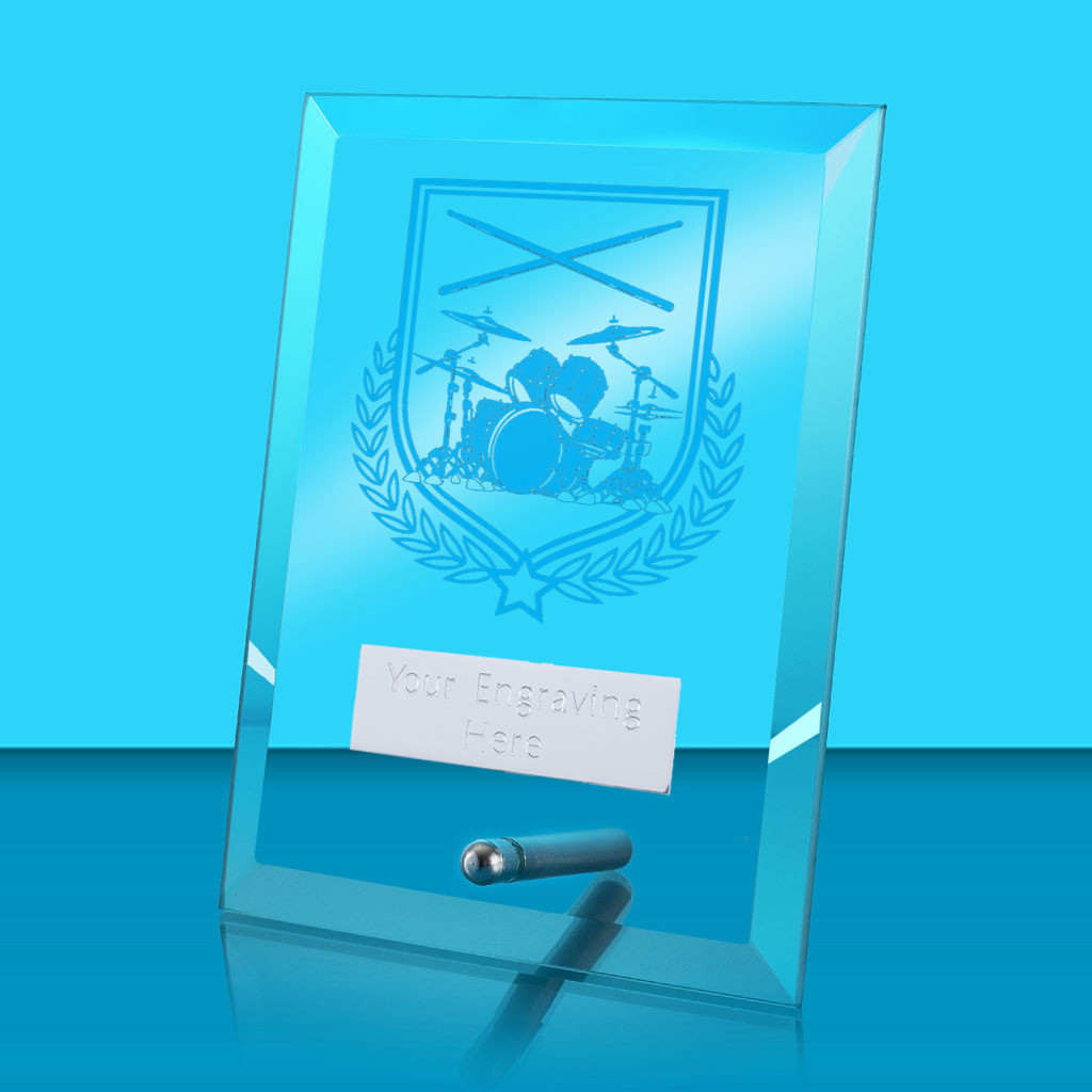 UV Colour Printed Music Glass Rectangle Award with Metal Pin