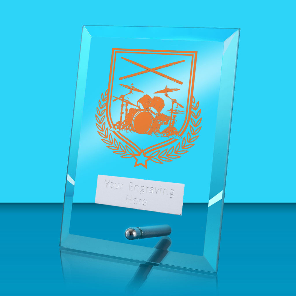 UV Colour Printed Music Glass Rectangle Award with Metal Pin