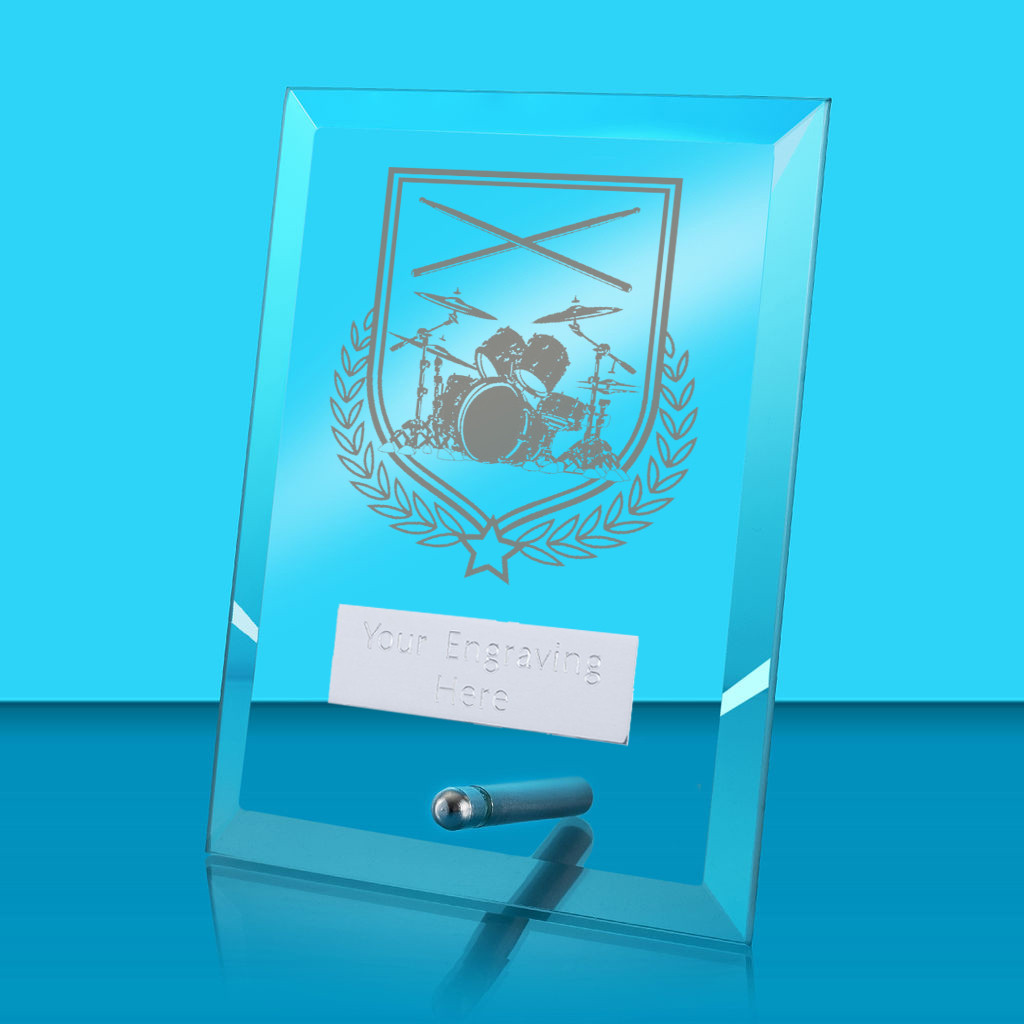UV Colour Printed Music Glass Rectangle Award with Metal Pin