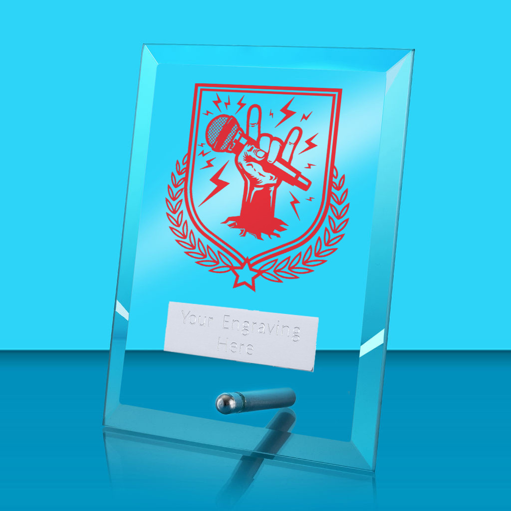 UV Colour Printed Music Glass Rectangle Award with Metal Pin