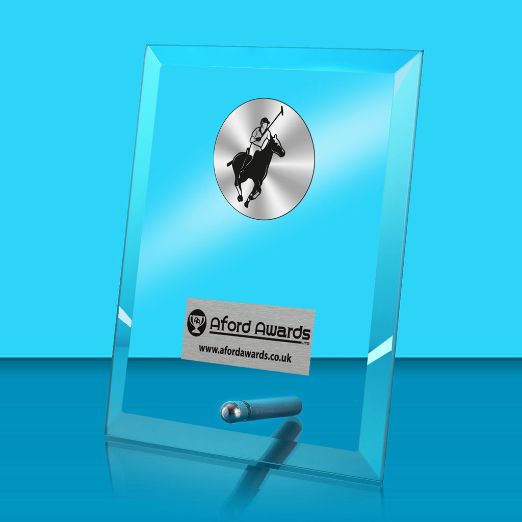 Polo Glass Rectangle Award with Metal Pin