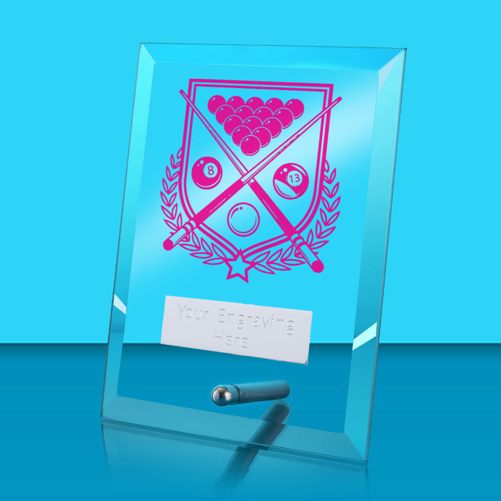 UV Colour Printed Pool Glass Rectangle Award with Metal Pin
