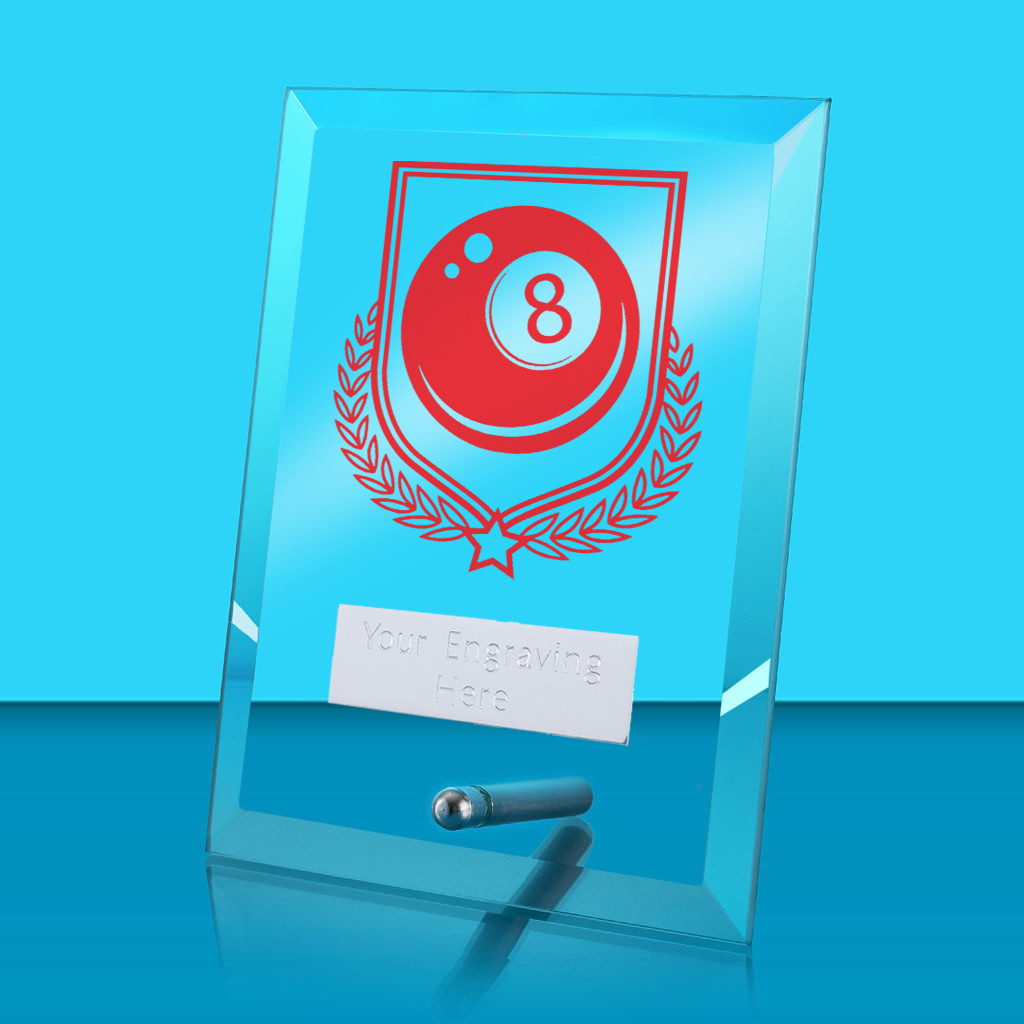UV Colour Printed Pool Glass Rectangle Award with Metal Pin