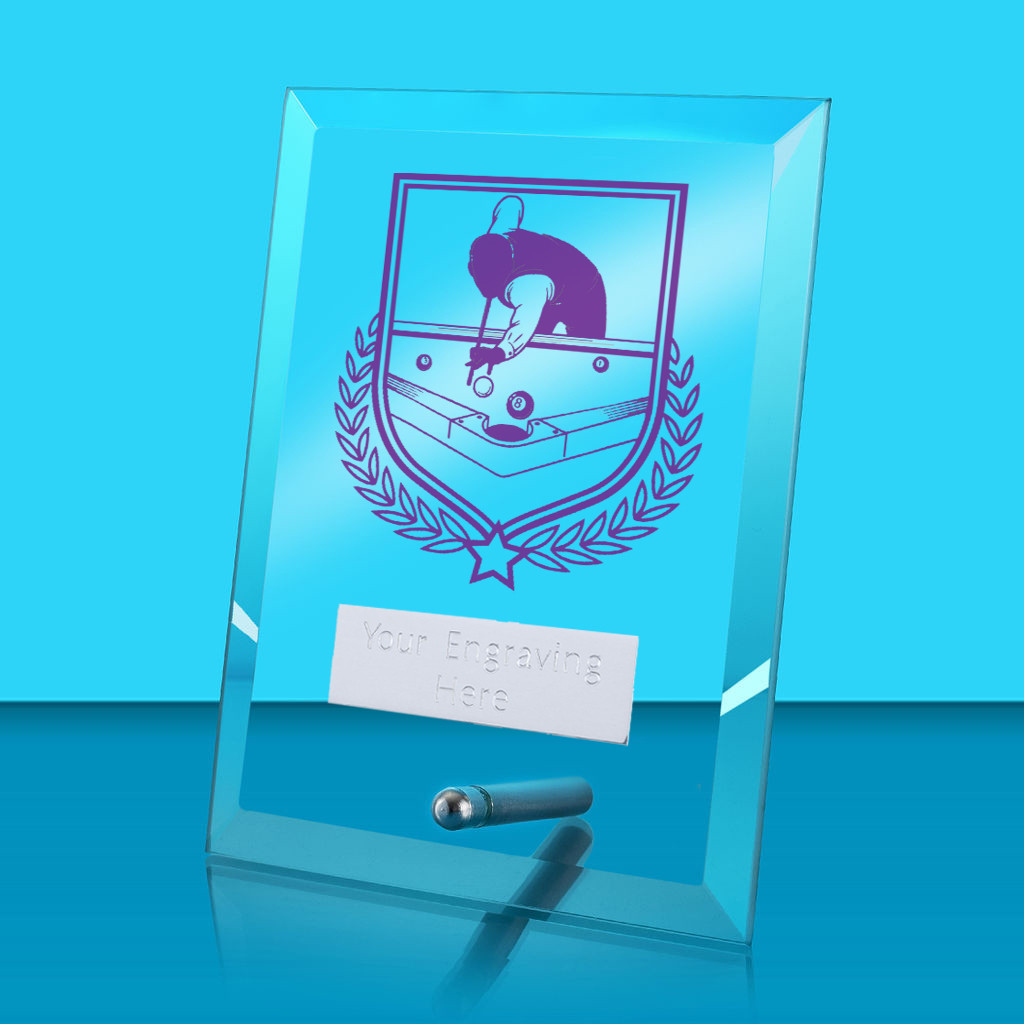 UV Colour Printed Pool Glass Rectangle Award with Metal Pin