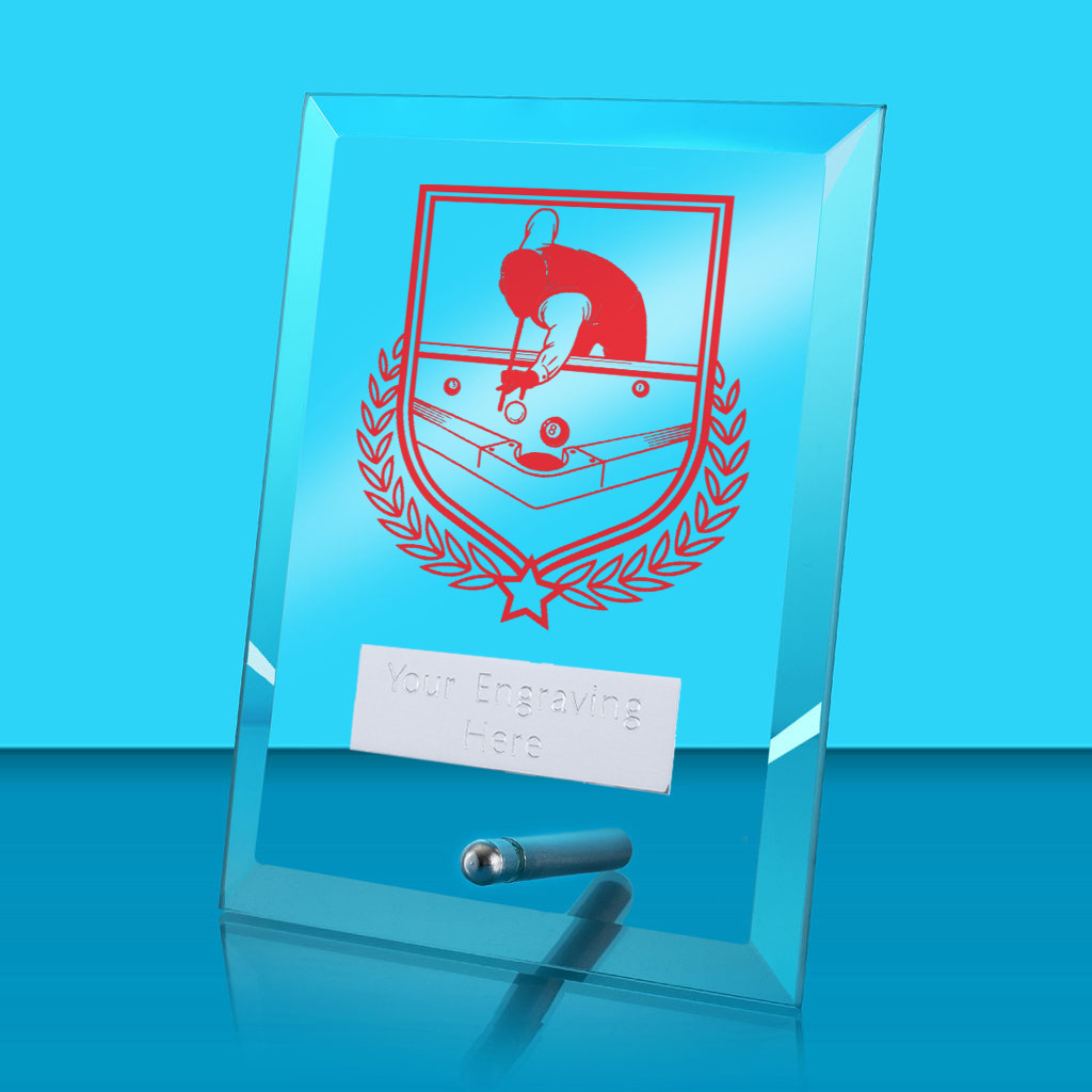 UV Colour Printed Pool Glass Rectangle Award with Metal Pin