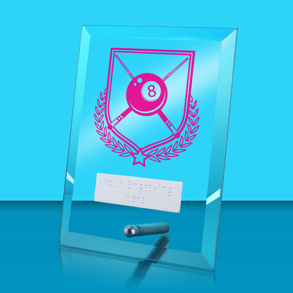UV Colour Printed Pool Glass Rectangle Award with Metal Pin