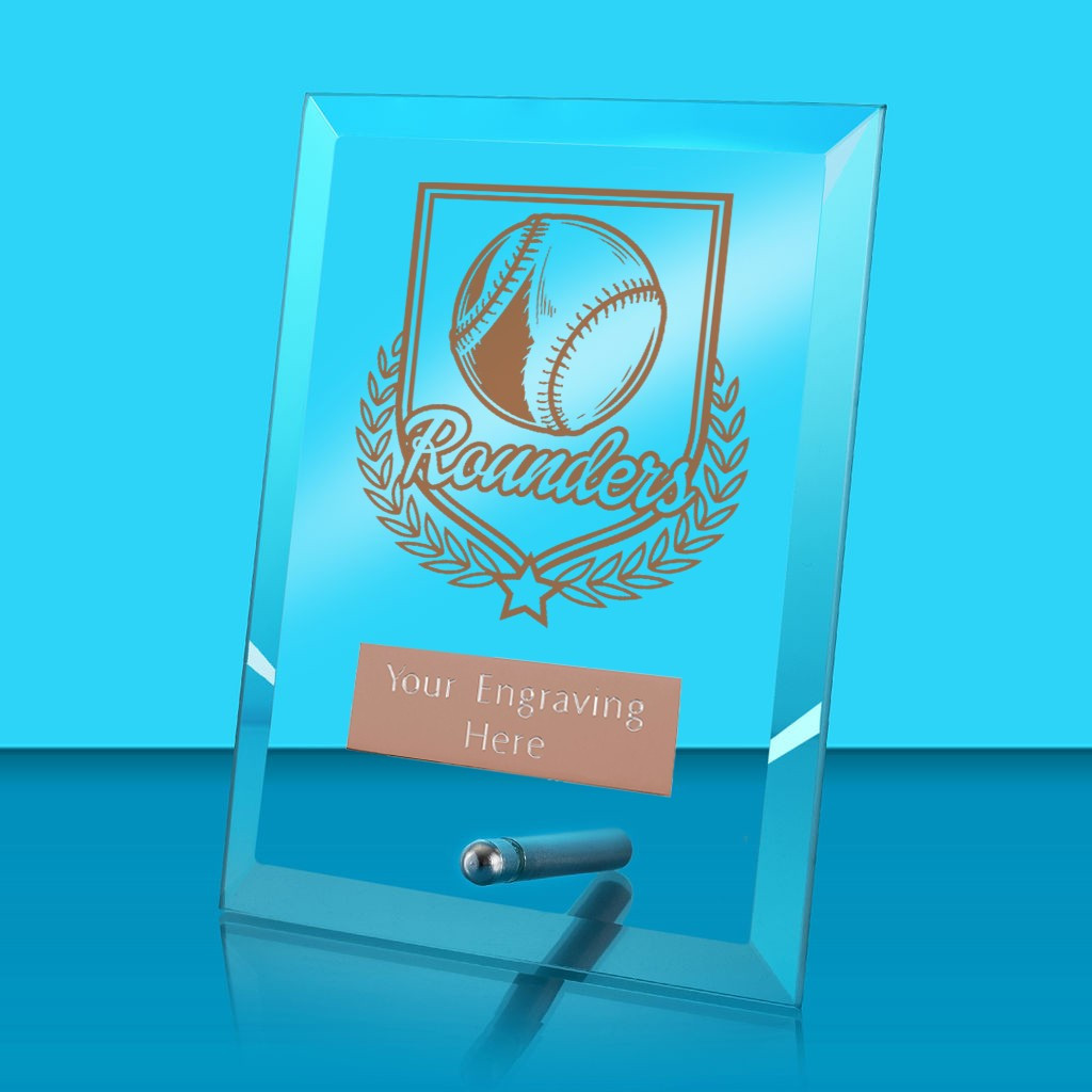 UV Colour Printed Rounders Glass Rectangle Award with Metal Pin