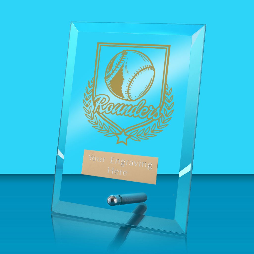 UV Colour Printed Rounders Glass Rectangle Award with Metal Pin