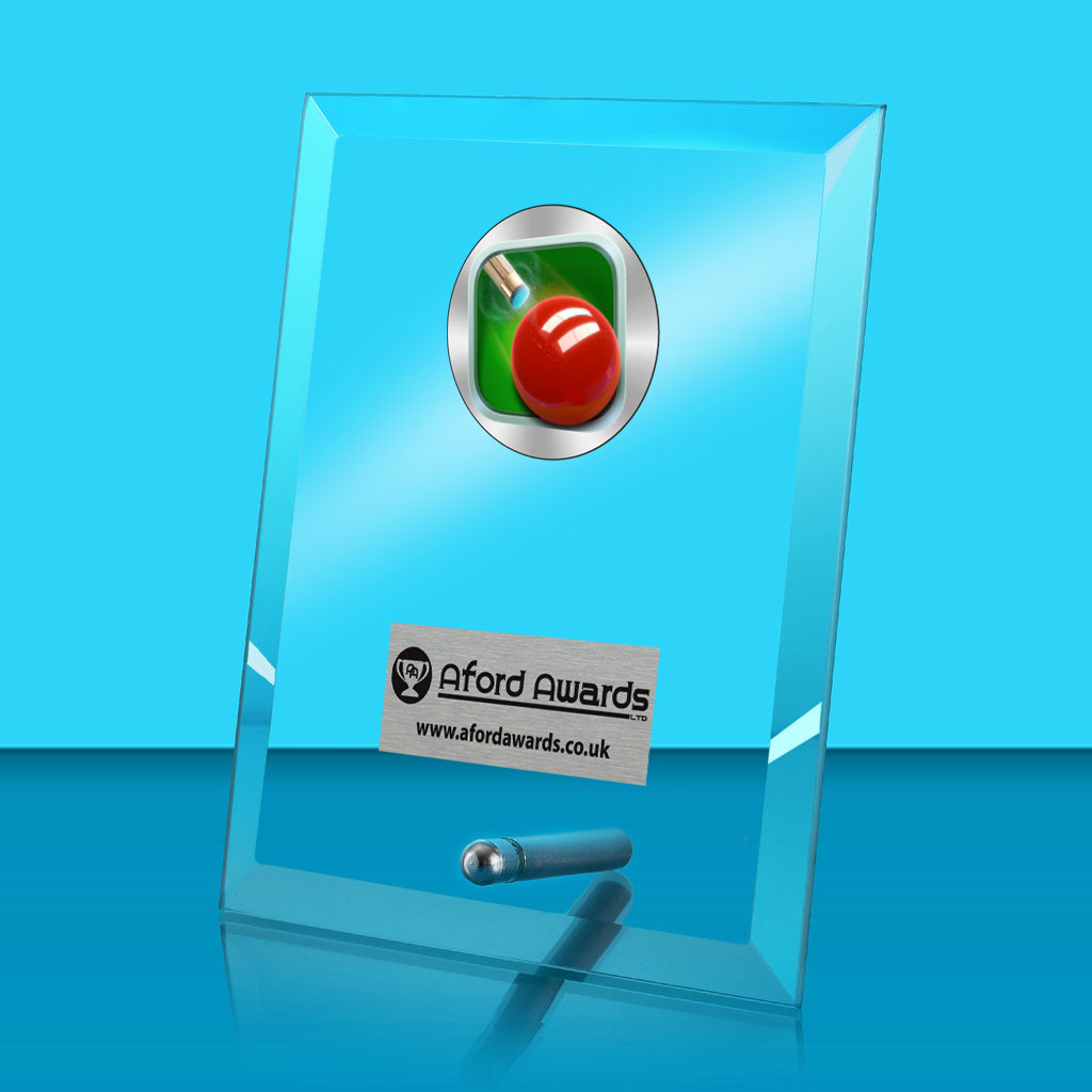 Snooker Glass Rectangle Award with Metal Pin
