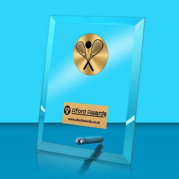 Squash Glass Rectangle Award with Metal Pin