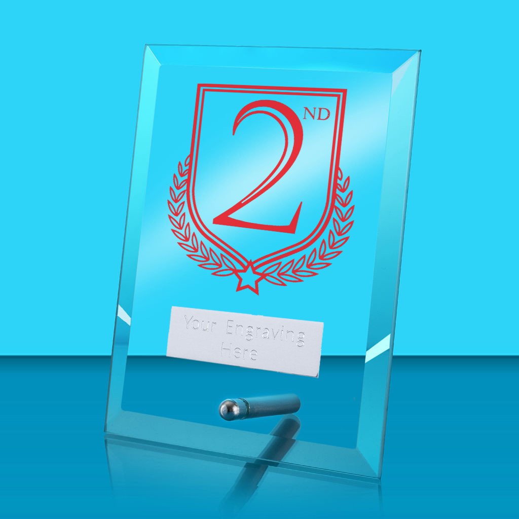 UV Colour Printed 1st, 2nd & 3rd Glass Rectangle Award with Metal Pin