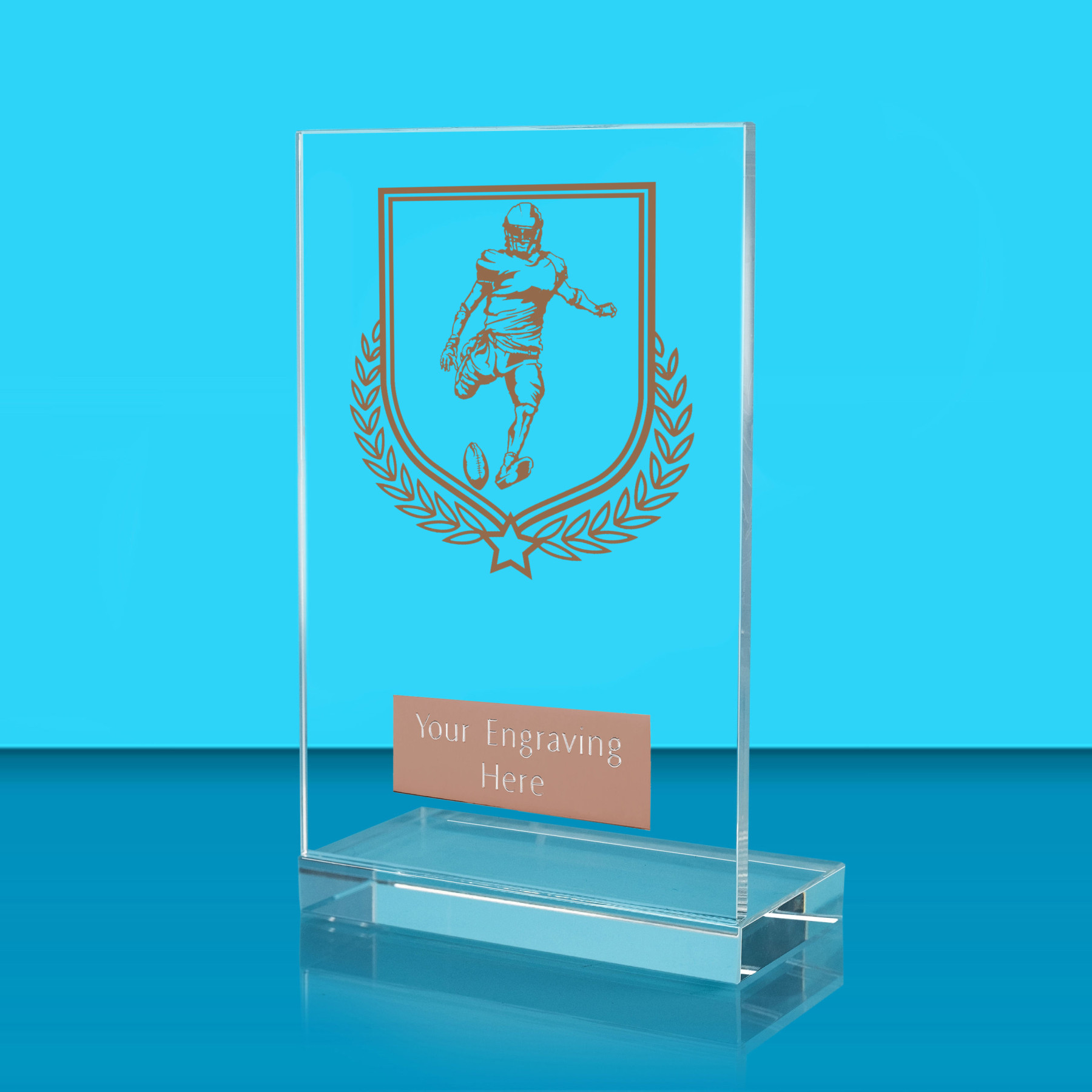 UV Colour Printed American Football L Shaped Jade Glass Award