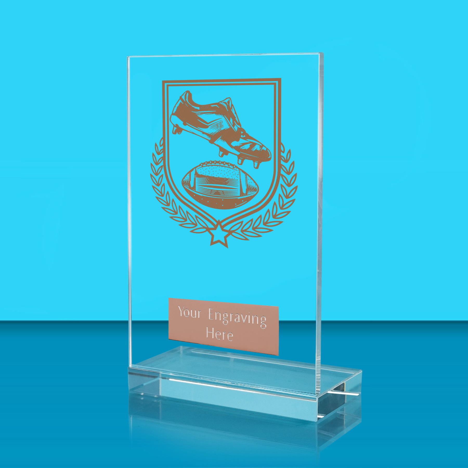 UV Colour Printed American Football L Shaped Jade Glass Award