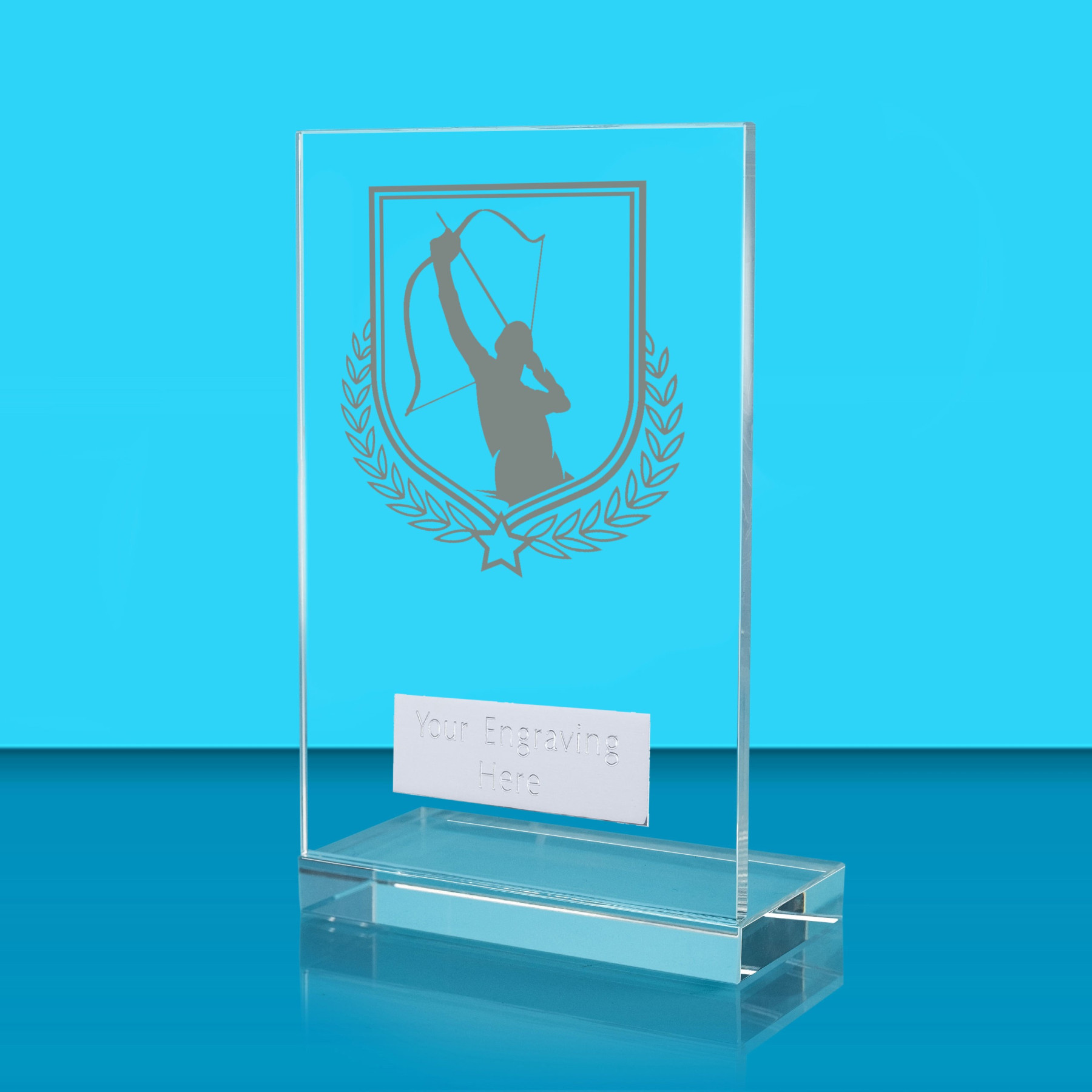 UV Colour Printed Archery L Shaped Jade Glass Award