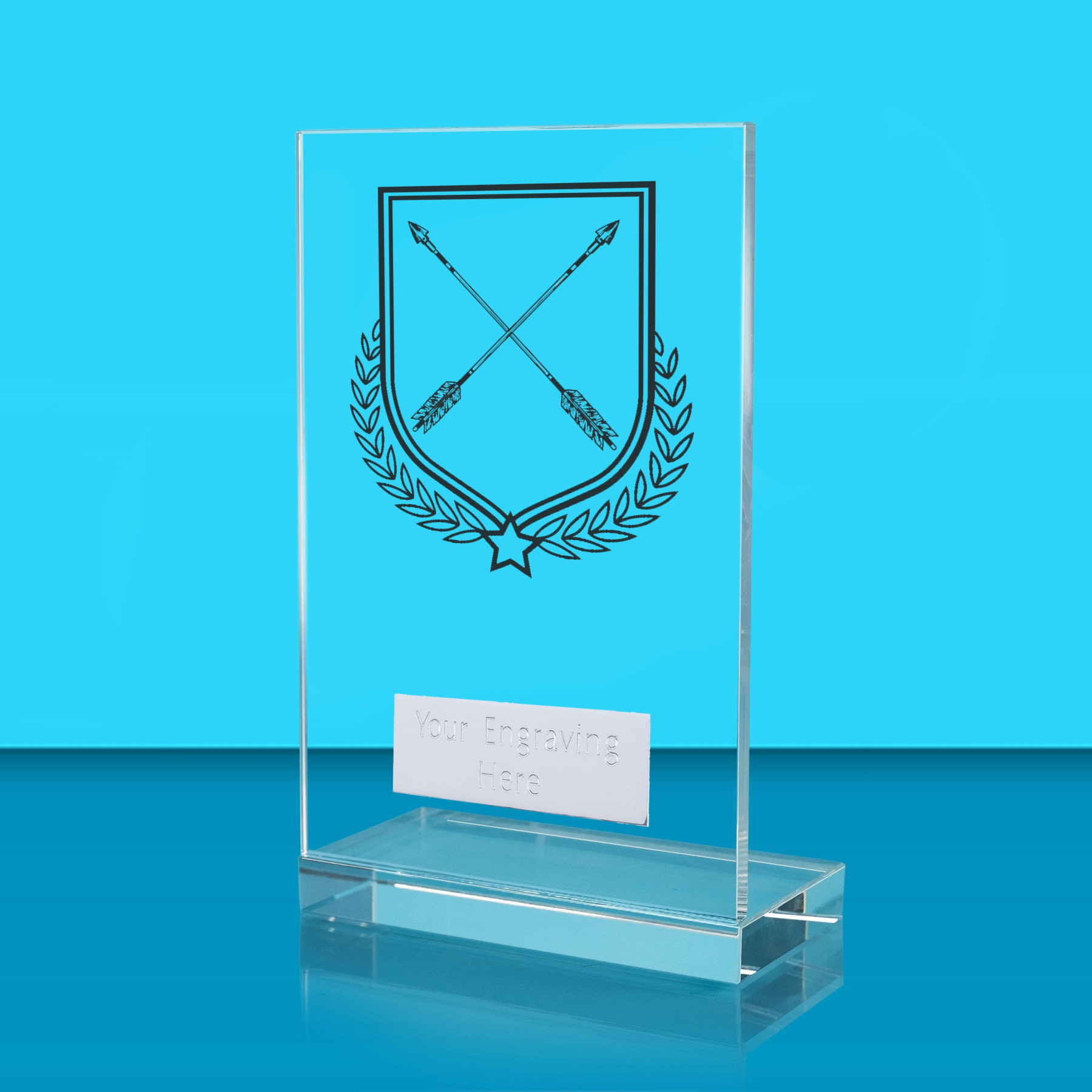 UV Colour Printed Archery L Shaped Jade Glass Award