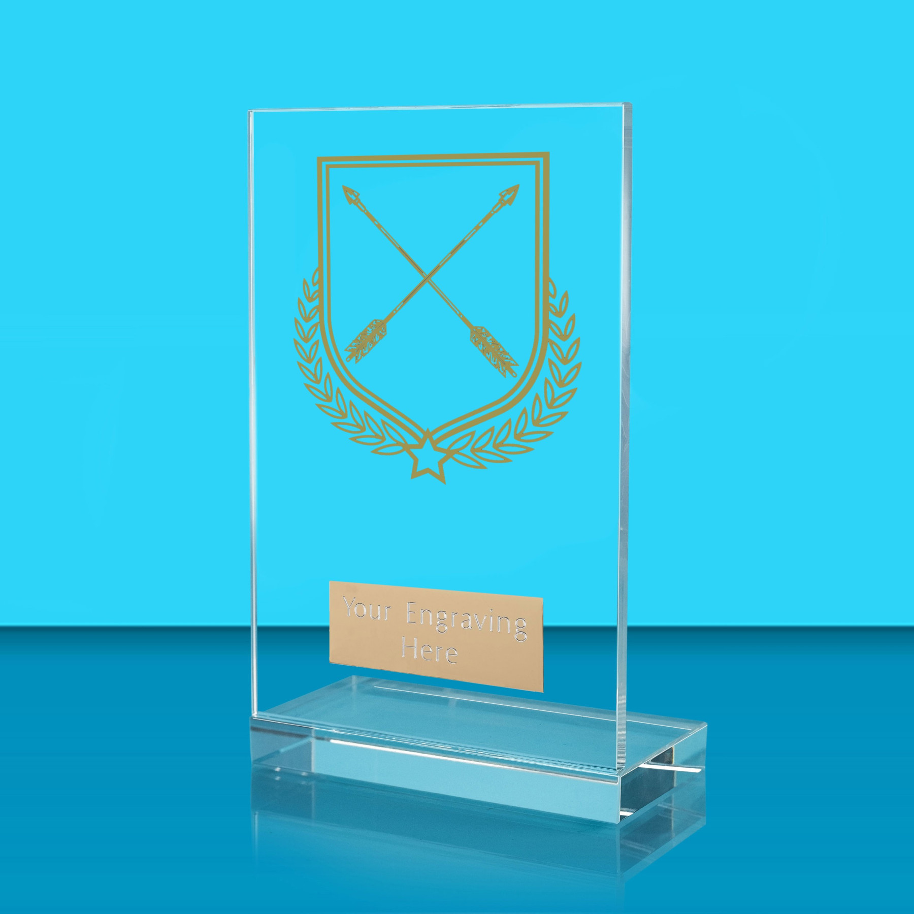 UV Colour Printed Archery L Shaped Jade Glass Award