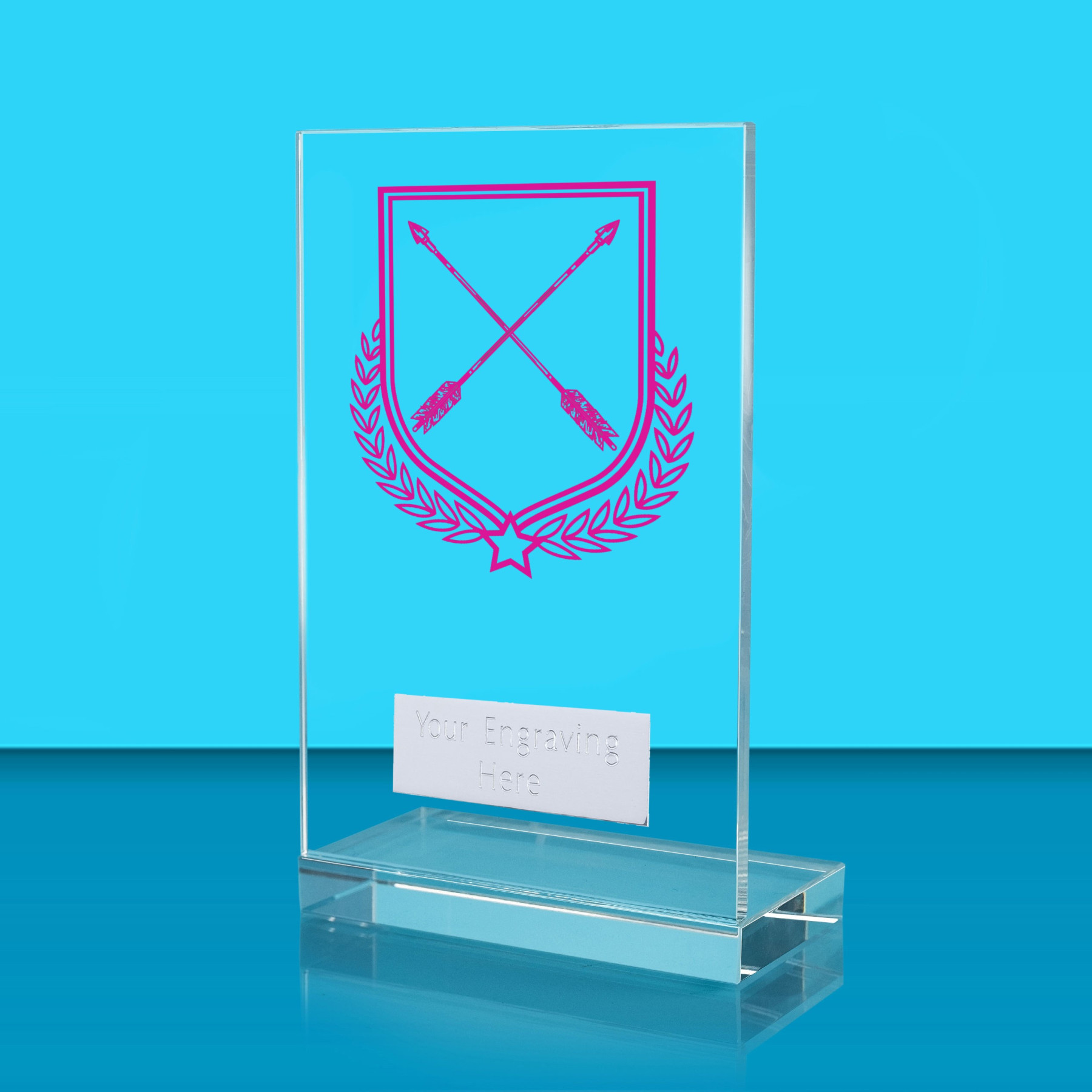 UV Colour Printed Archery L Shaped Jade Glass Award