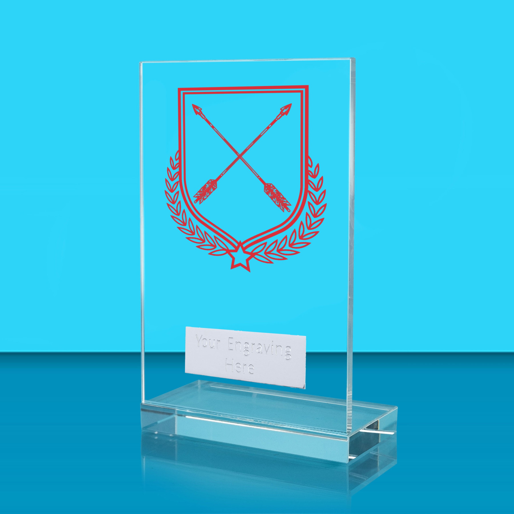 UV Colour Printed Archery L Shaped Jade Glass Award