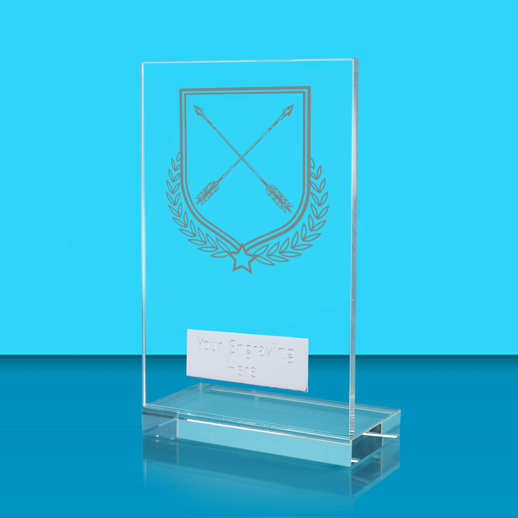 UV Colour Printed Archery L Shaped Jade Glass Award