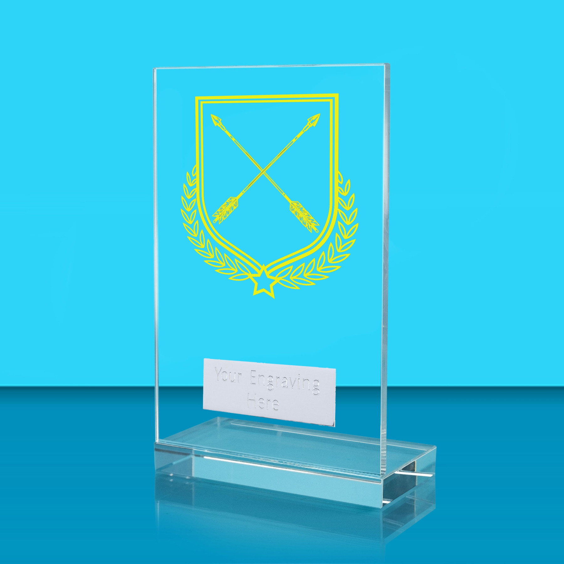 UV Colour Printed Archery L Shaped Jade Glass Award