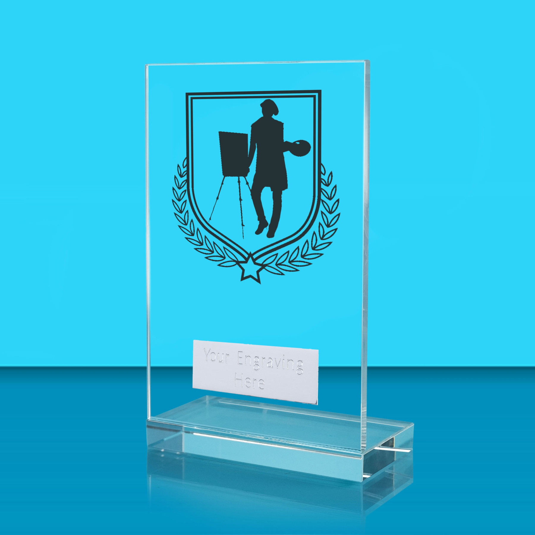 UV Colour Printed Art L Shaped Jade Glass Award