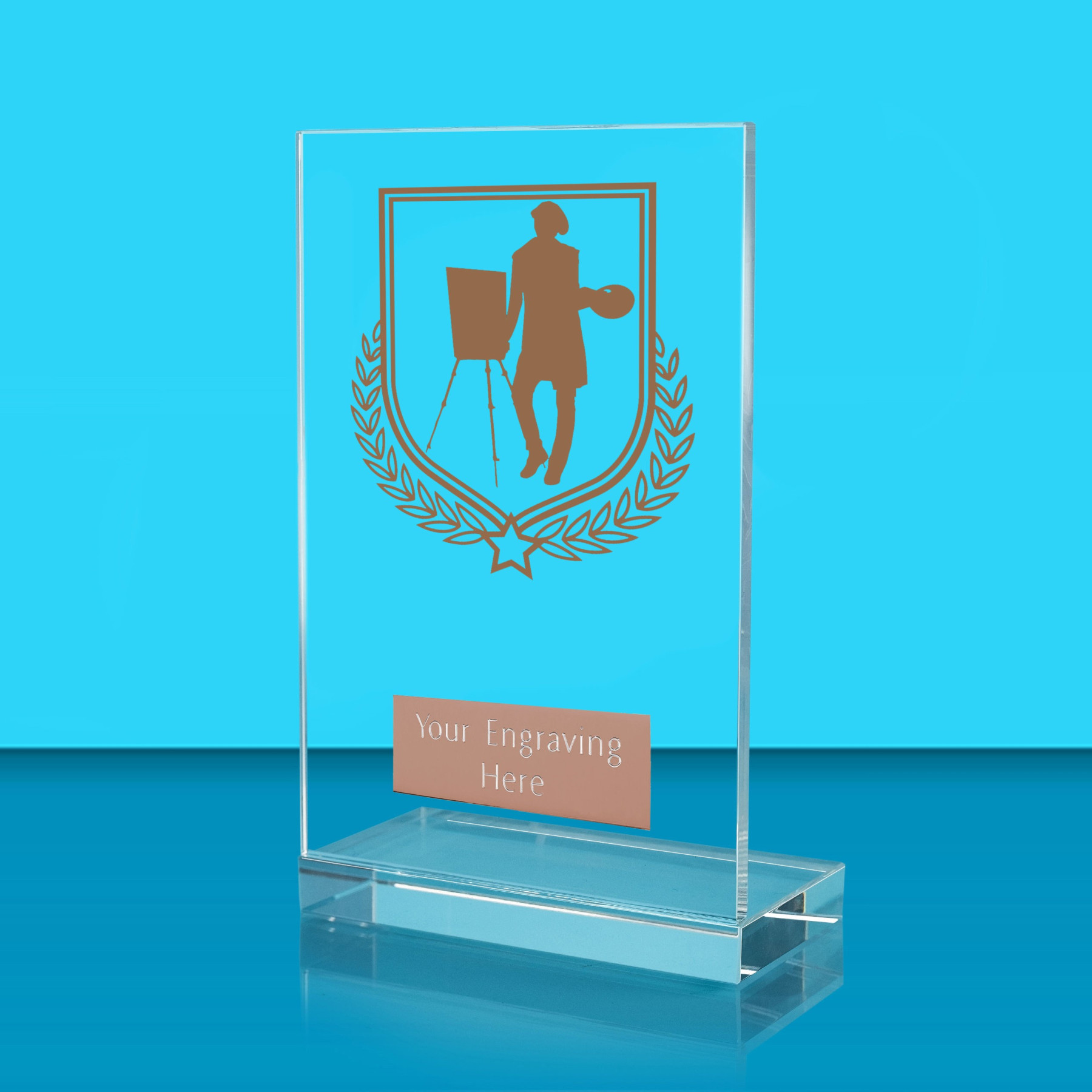 UV Colour Printed Art L Shaped Jade Glass Award
