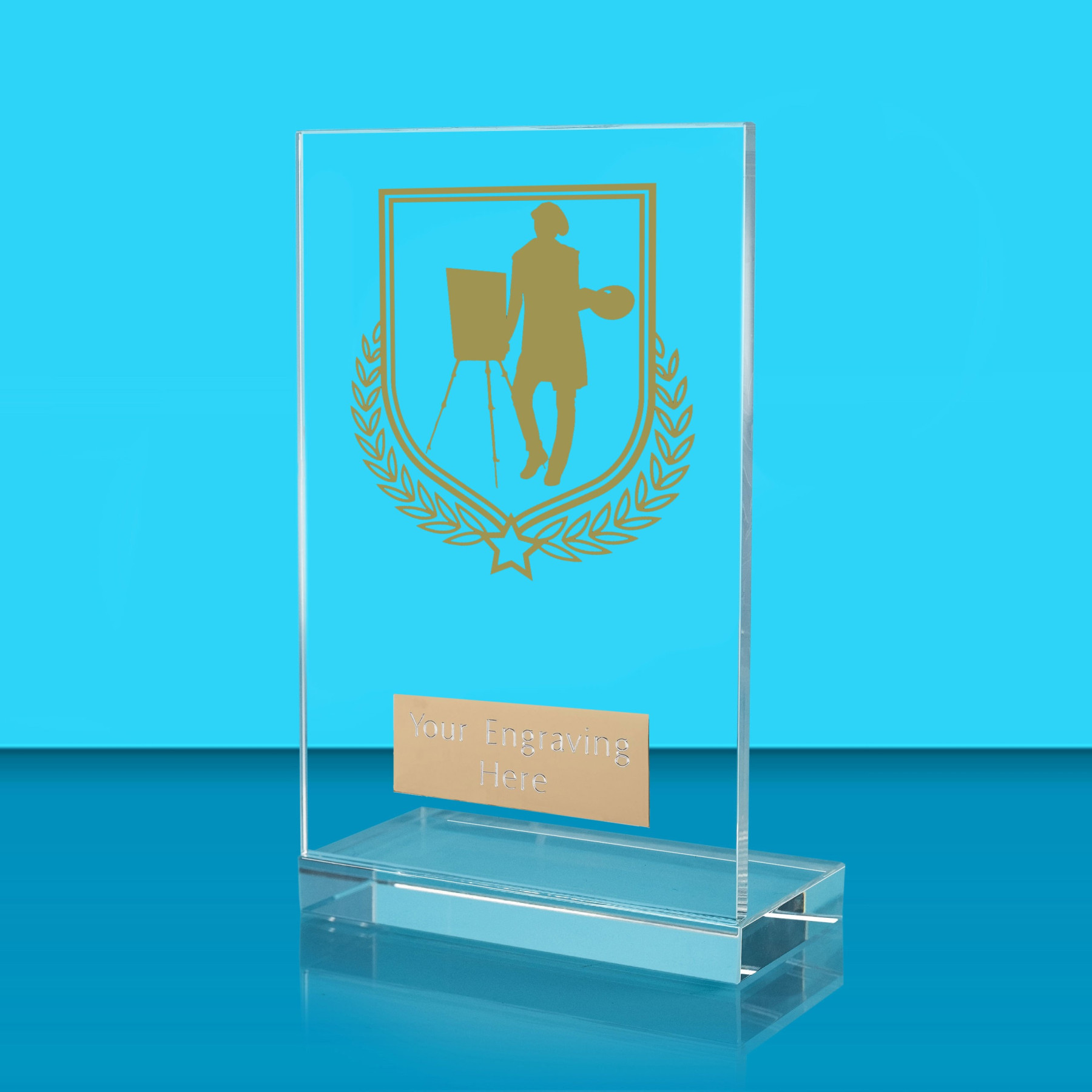 UV Colour Printed Art L Shaped Jade Glass Award